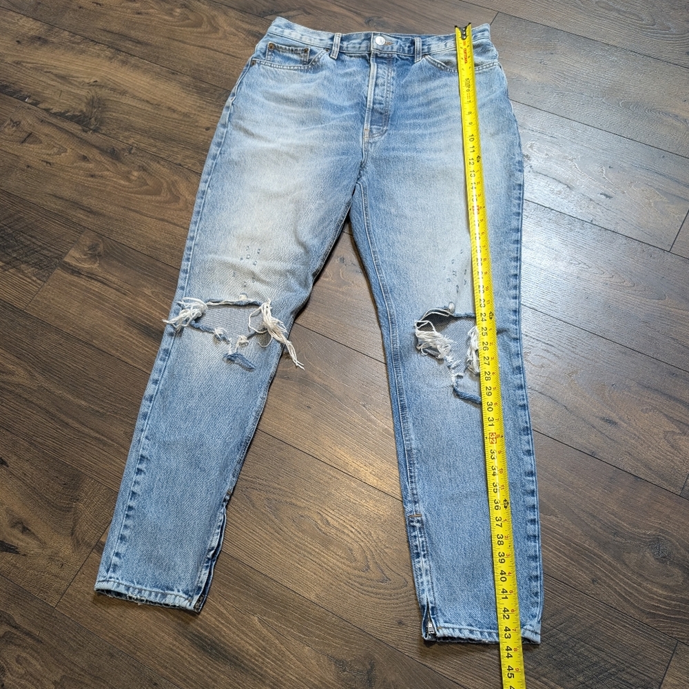 Re/Done High Rise Ripped Straight Leg Jeans Size 32 - Picture 5 of 10